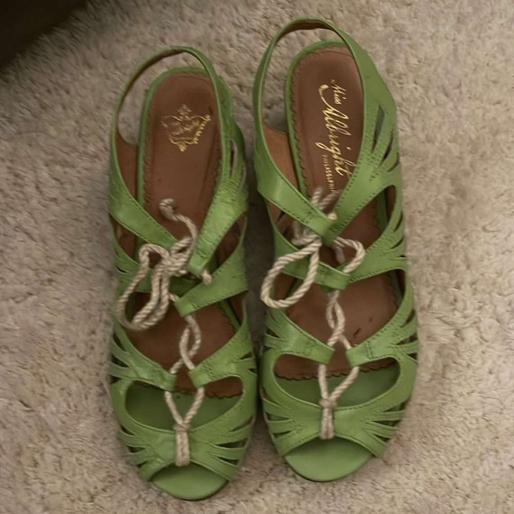 Green leather shoes